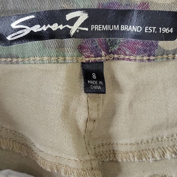 Seven7 Camo Ankle Skinny Jeans Size 8 Floral Mid Rise Green 30X27 Stretch - Picture 3 of 12